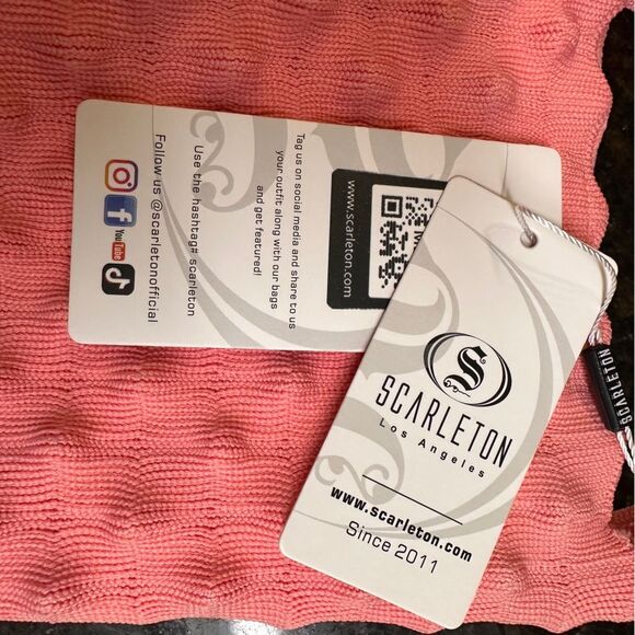 Scarleton Small Puffer Tote Bag Purse, Pink Knit, Magnetic Closure, NWT - Picture 9 of 11